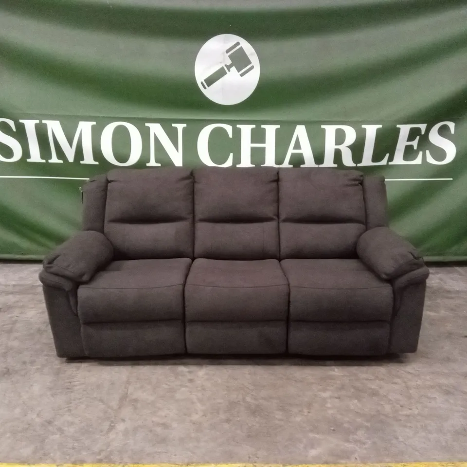 ALBION FABRIC 3 SEATER HIGH BACK MANUAL RECLINER SOFA - CHARCOAL RRP £749