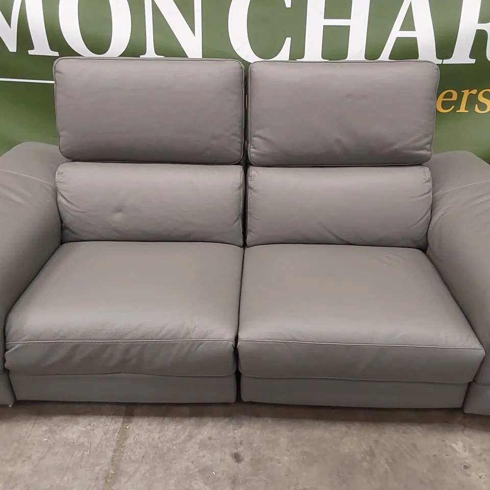 QUALITY DESIGNER ITALIAN MADE FLAVIO 2-SEATER ELECTRIC 2-MECHANISM SOFA IN GREY ANTHRACITE LEATHER