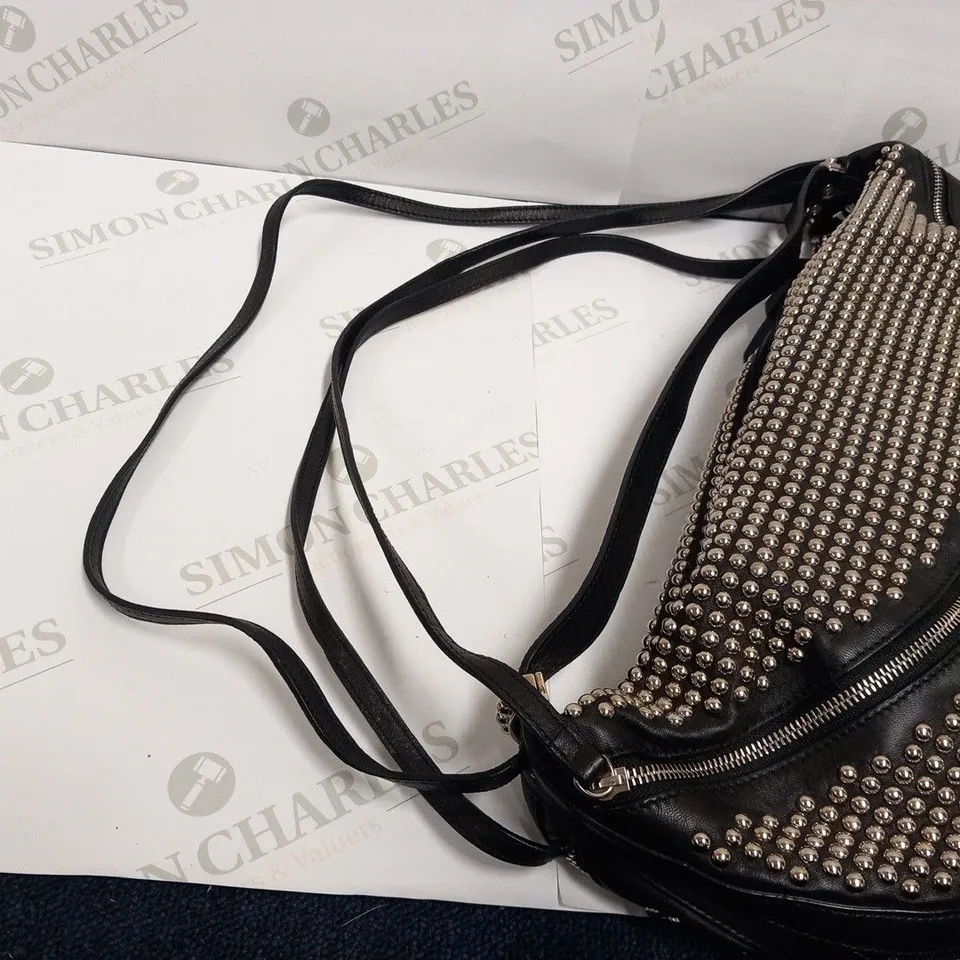 CHRISTIAN LOUBOUTIN PARIS STUDDED BLACK HALF MOON BAG