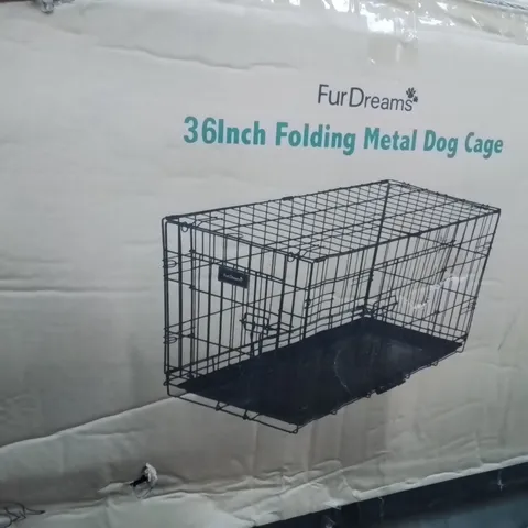 BOXED FURDREAMS 36 INCH FOLDING METAL DOG CAGE