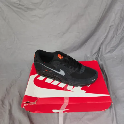 NIKE AIR MAX 90 SNEAKERS – BLACK WITH ORANGE BRANDING, UK 9 (MEN'S)