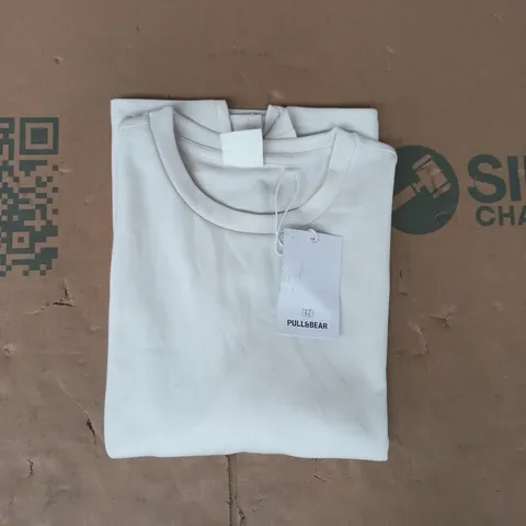 PULL & BEAR T-SHIRT IN OFF-WHITE SIZE UK SMALL
