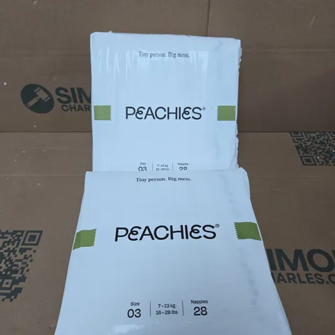 2 X PEACHIES PREMIUM SUSTAINABLE NAPPIES - SIZE 03 - 28 NAPPIES PER PACK 