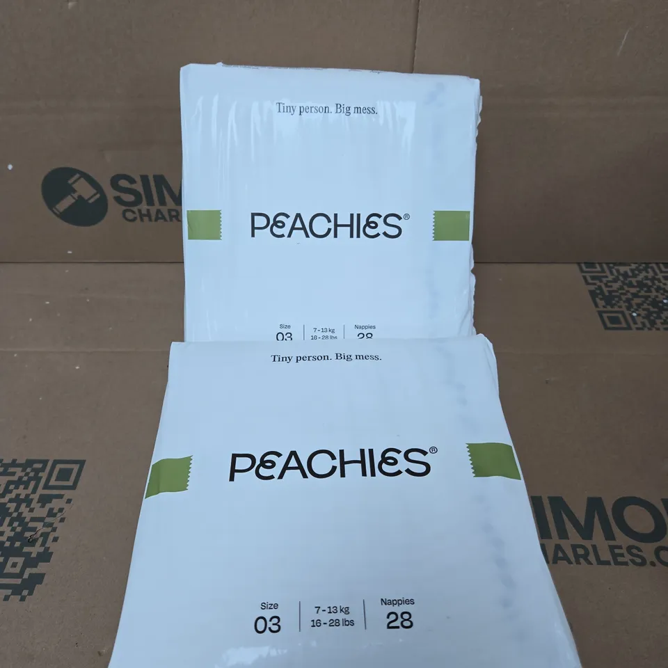 2 X PEACHIES PREMIUM SUSTAINABLE NAPPIES - SIZE 03 - 28 NAPPIES PER PACK 