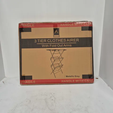 ASPECT 3 TIER CLOTHES AIRER WITH FOLD OUT ARMS METALLIC GREY - COLLECTION ONLY