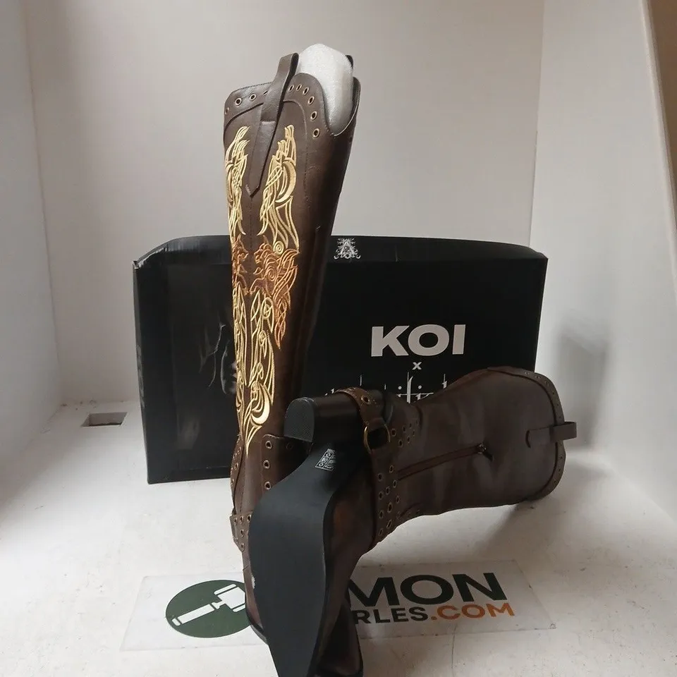 BOXED KOI X THE TWILIGHT CHILDREN OF THE MOON COWBOY BOOTS - SIZE UK 5