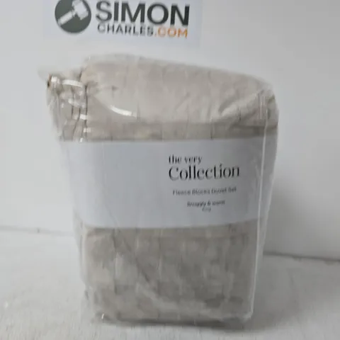 FLEECE BLOCK DUVET SET - KING