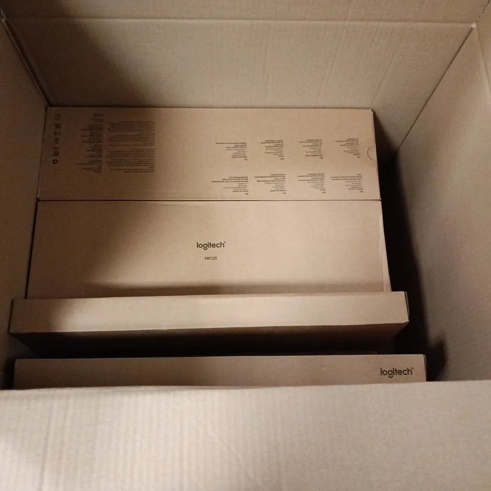 BOX OF APPROXIMATELY 10 LOGITECH MK120 KEYBOARD AND MOUSE BUNDLE - GERMAN KEYBOARD