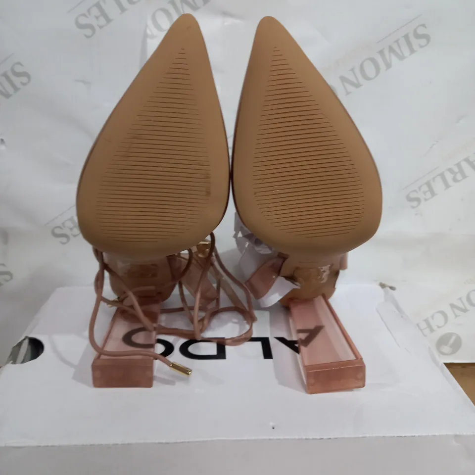 ALDO CLOSED TOE HEELED SHOES IN NUDE/CLEAR COLOUR SIZE 3