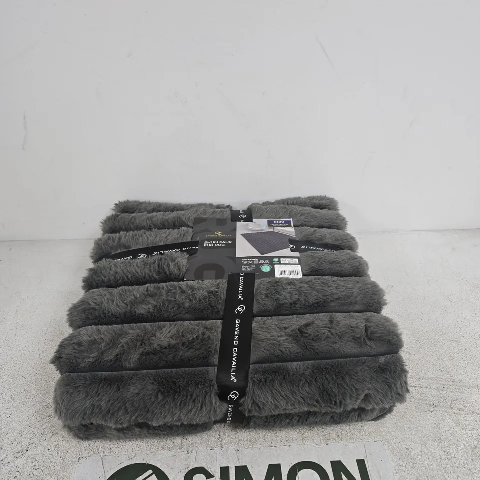 GAVENO CAVALIA SHUM FAUX FUR RUG – GREY, 120 X 170 CM