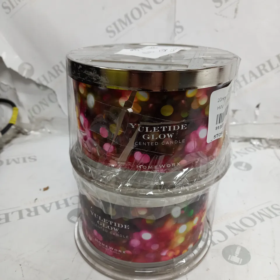 BOXED HOMEWORX PAIR OF YULETIDE GLOW SCENTED CANDLES