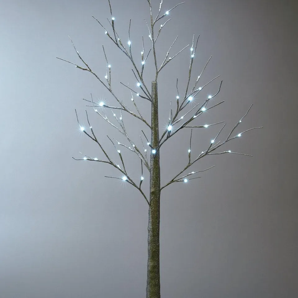 LIT SILVER GLITTER TWIG CHRISTMAS TREE  RRP &pound;59.99 RRP £59.99