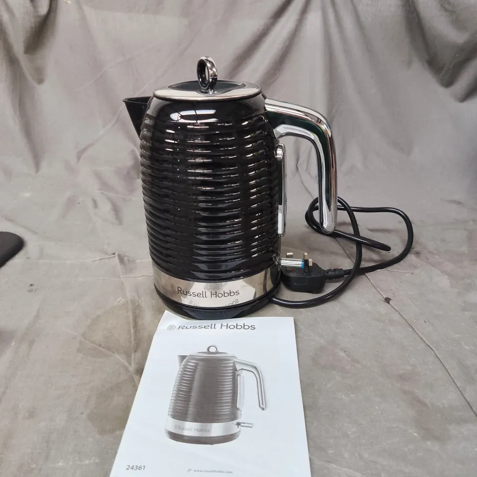 RUSSELL HOBBS INSPIRE BLACK ELECTRIC KETTLE – BOXED