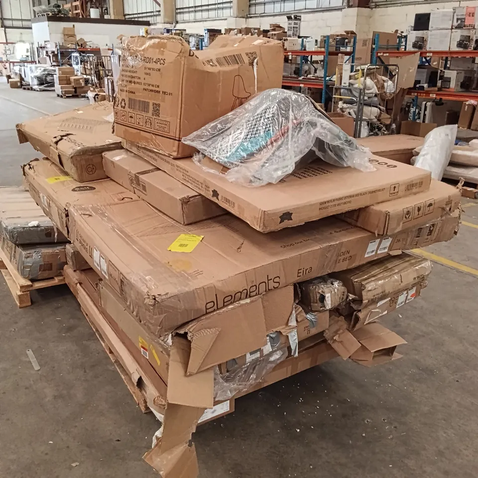 PALLET OF ASSORTED, INCOMPLETE FURNITURE PARTS AND PIECES