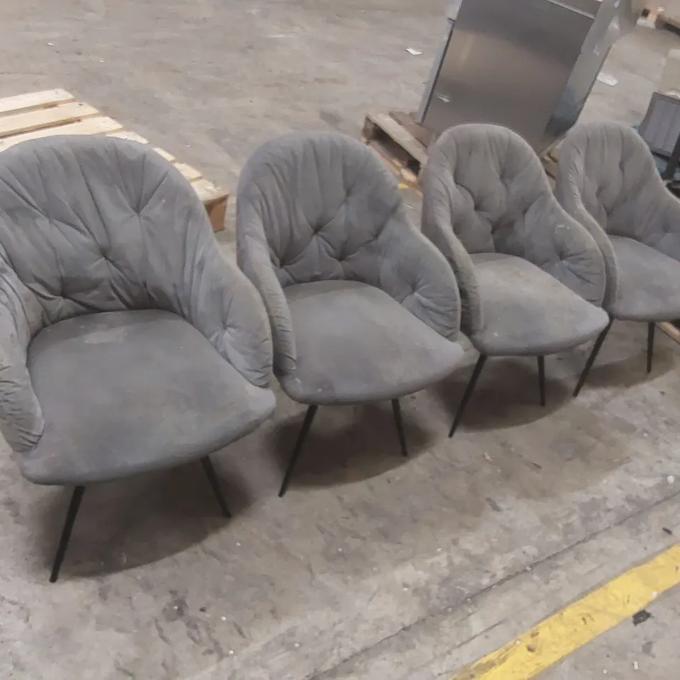 SET OF 4x DESIGNER VELVET DINING CHAIRS