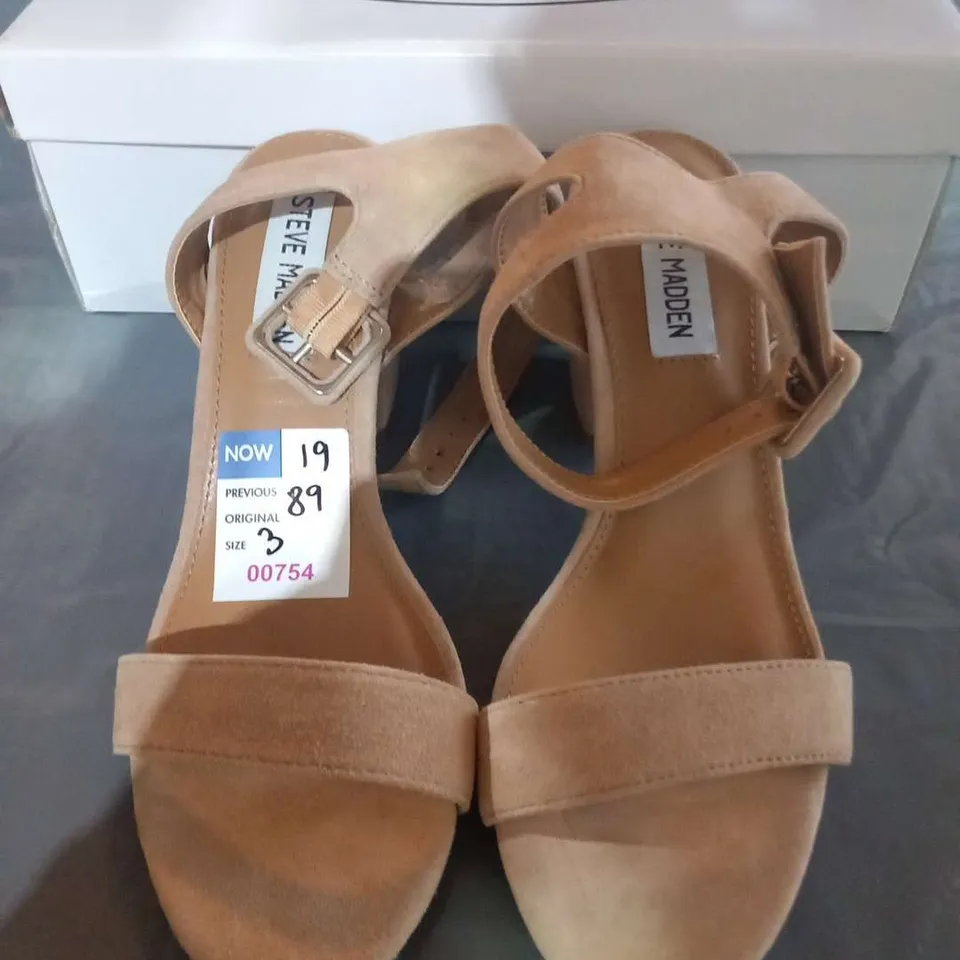 BOXED STEVE MADDEN MALIA TAN SUEDE OCCASION SIZE 3