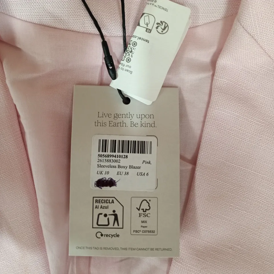 NOBODY’S CHILD SLEEVELESS BOXY BLAZER – PINK, UK 10 (EU 38)