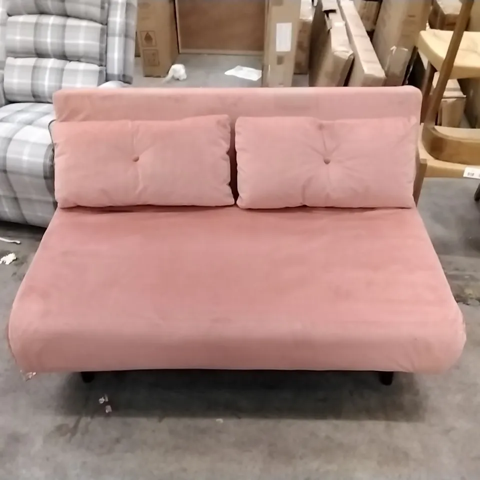 DESIGNER PINK VELVET SOFA BED