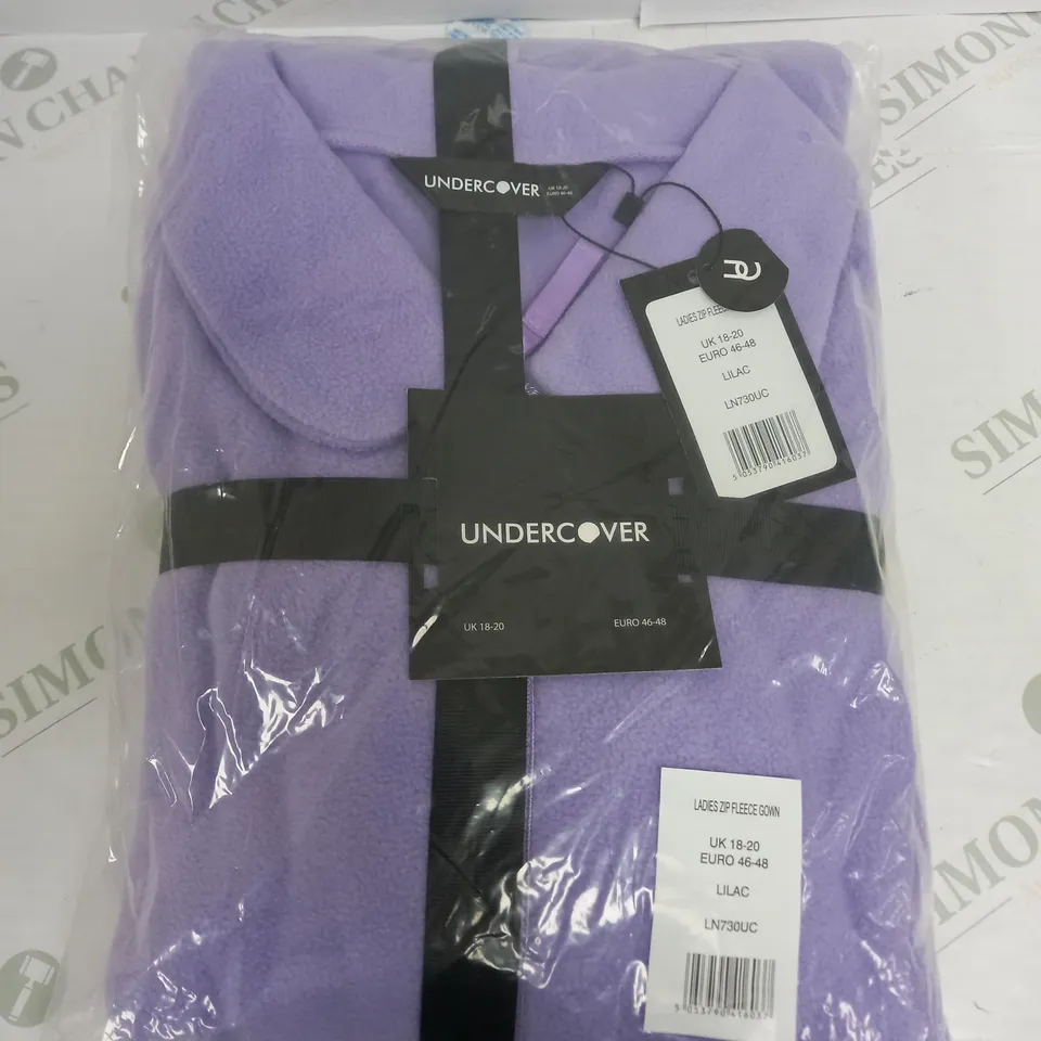 UNDERCOVER LADIES ZIP FLEECE GOWN IN LILAC - UK 18-20