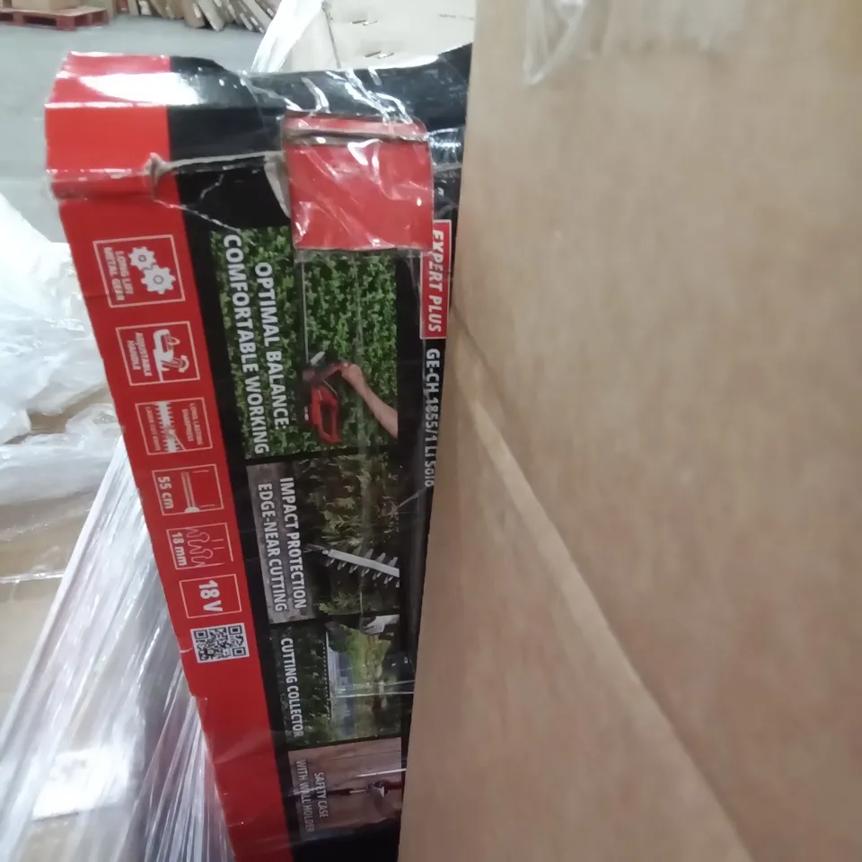 PALLET OF ASSORTED ITEMS INCLUDING TREADMILLS, ELLIPTICAL MACHINES, EINHELL HEDGE TRIMMERS 