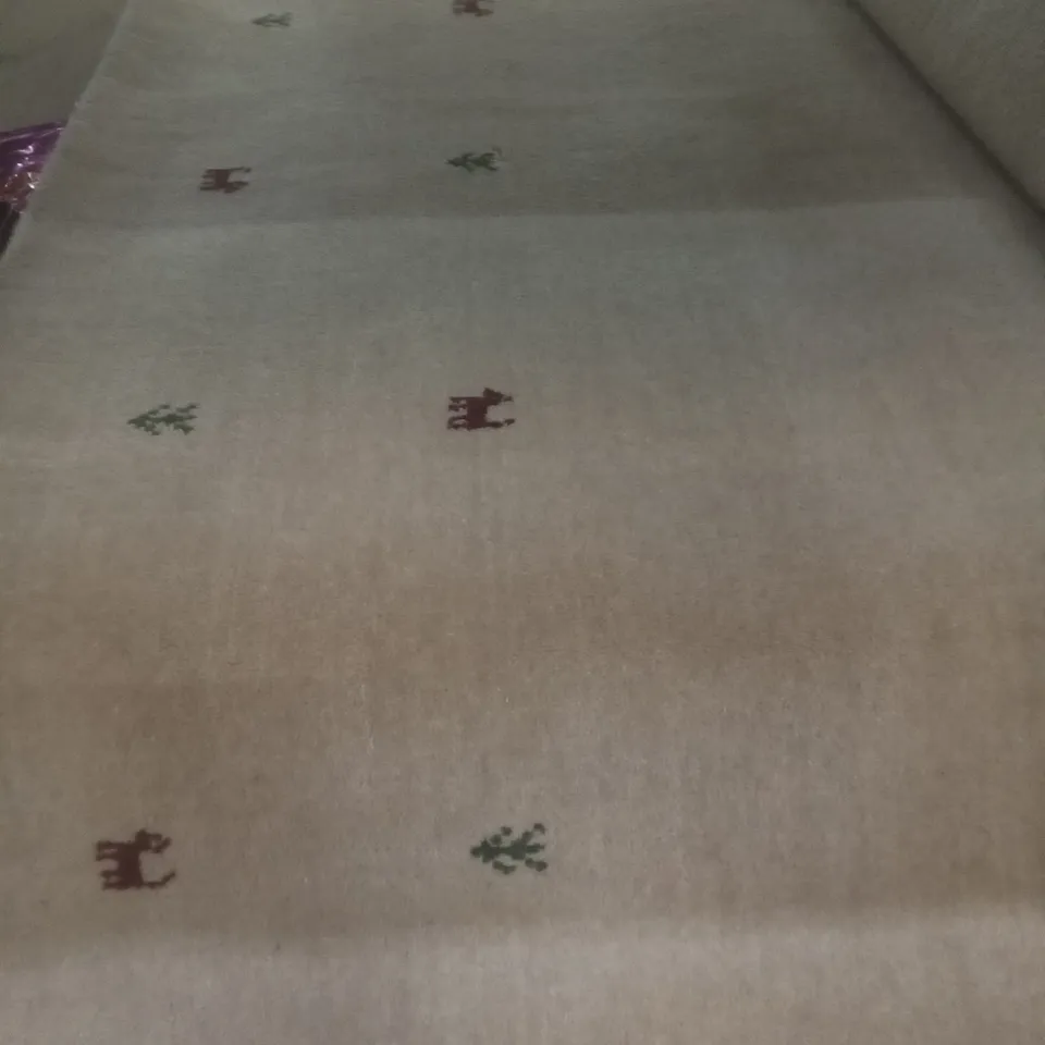 GABBEH UNI HANDMADE BEIGE WOOL RUG 120X170CM