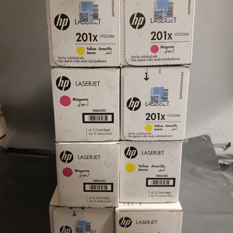 SET OF 8 HP LASER JET PRINTER CARTRIDGES IN YELLOW & MAGENTA TO INCLUDE - 201X & 312A 