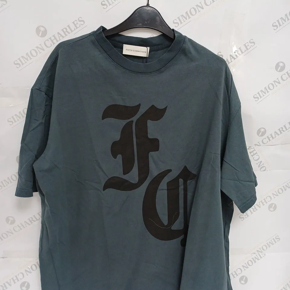 FAITH CONNEXION BLACK REGULAR LOGO T-SHIRT- LARGE