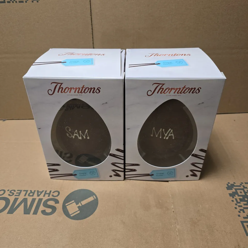 2 X THORNTONS PERSONALISED CHOCOLATE EGGS 