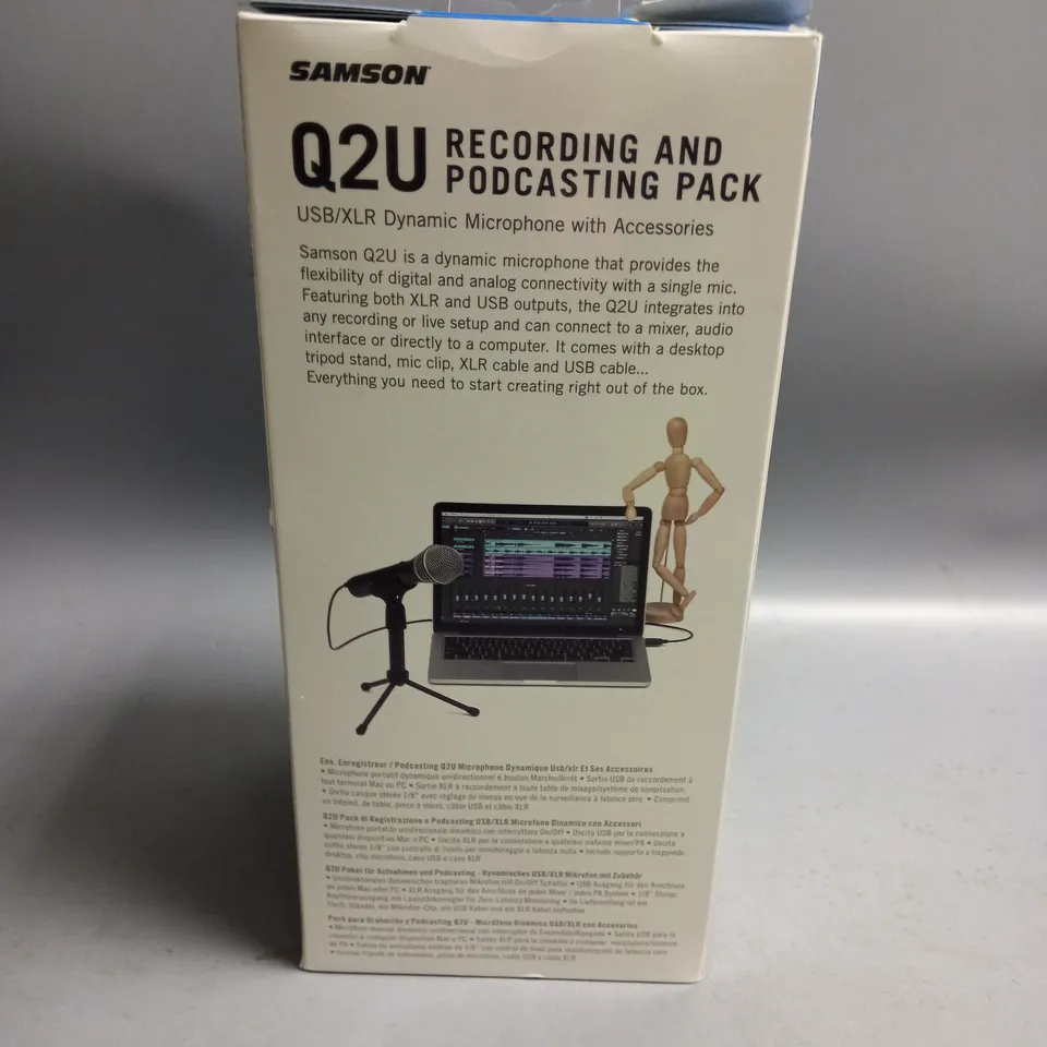 BOXED SAMSON Q2U RECORDING AND PODCASTING USB MICROPHONE PACK