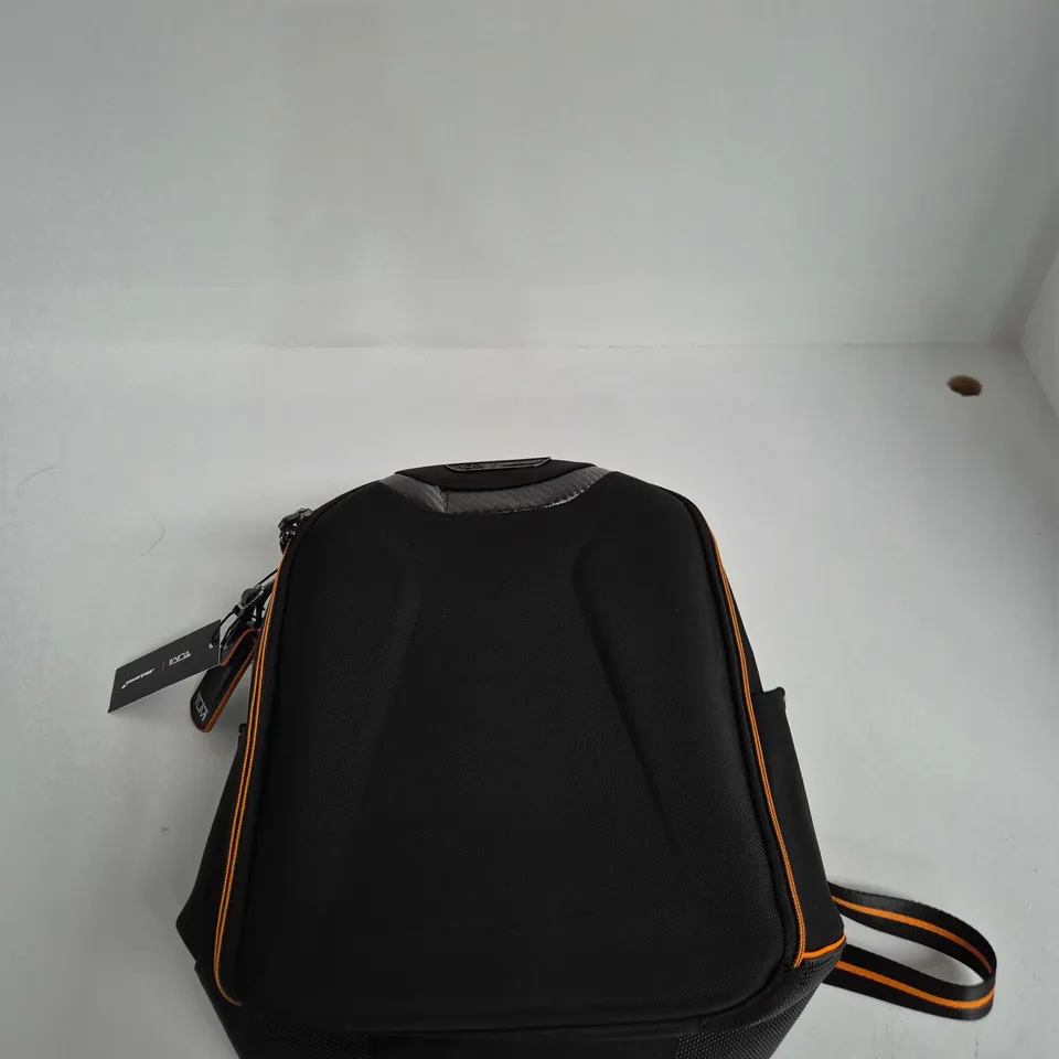 TUMI X MCLAREN BACKPACK – BLACK WITH ORANGE ZIP DETAILING