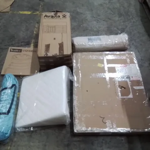 PALLET OF ASSORTED ITEMS TO INCLUDE: LED MIRROR, AIR CONDITIONING UNIT, UNIVERSAL POT LID, BEACH TENT, WEDGE PILLOW, RUG ECT