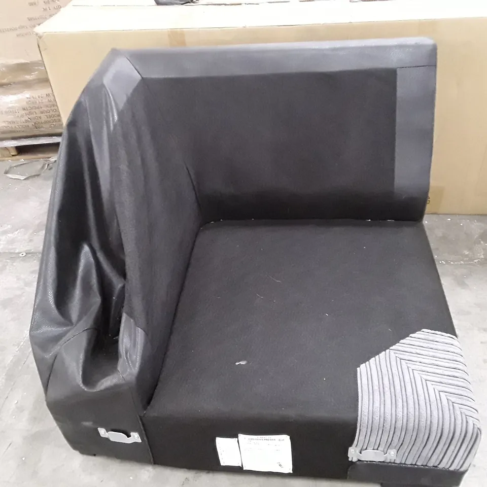 BLACK FAUX LEATHER CORNER SOFA PART 