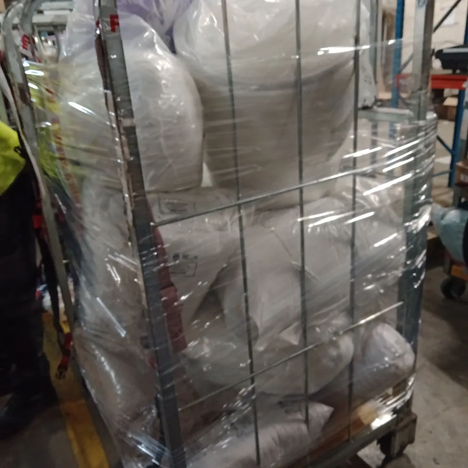 CAGE OF ASSORTED BEDDING PRODUCTS TO INCLUDE;PILLOW,DUVETS, MATTRESS TOPPER,ETC