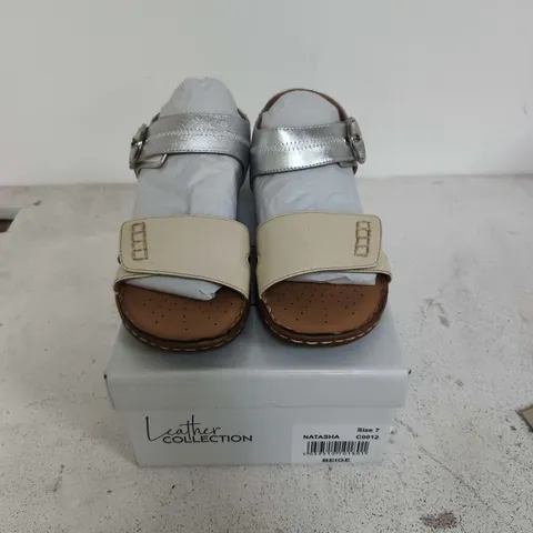 Natasha Leather Collection Beige Sandals – UK 7