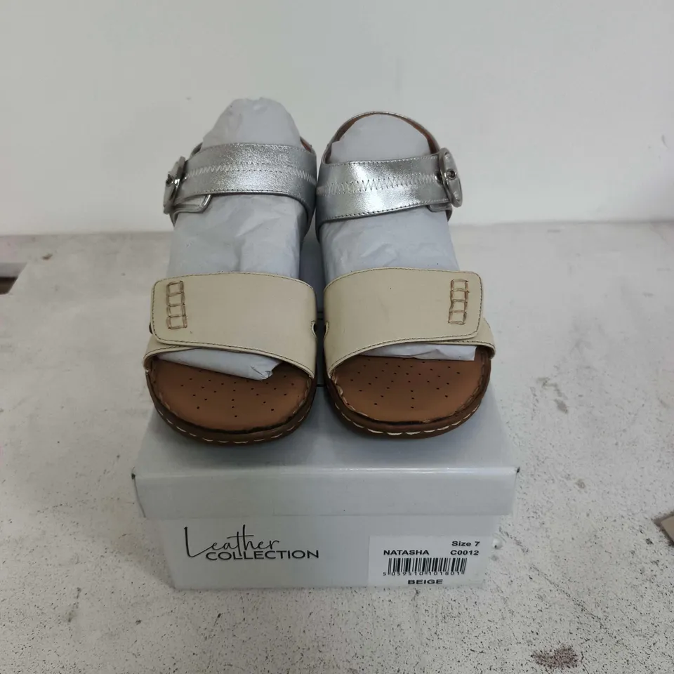 Natasha Leather Collection Beige Sandals – UK 7