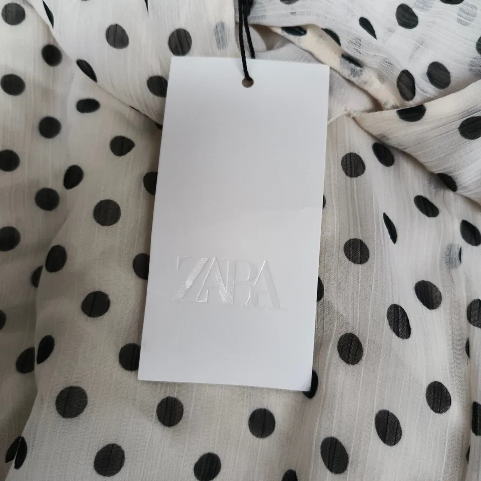 ZARA WOMEN'S POLKA DOT SHEER BLOUSE, XS