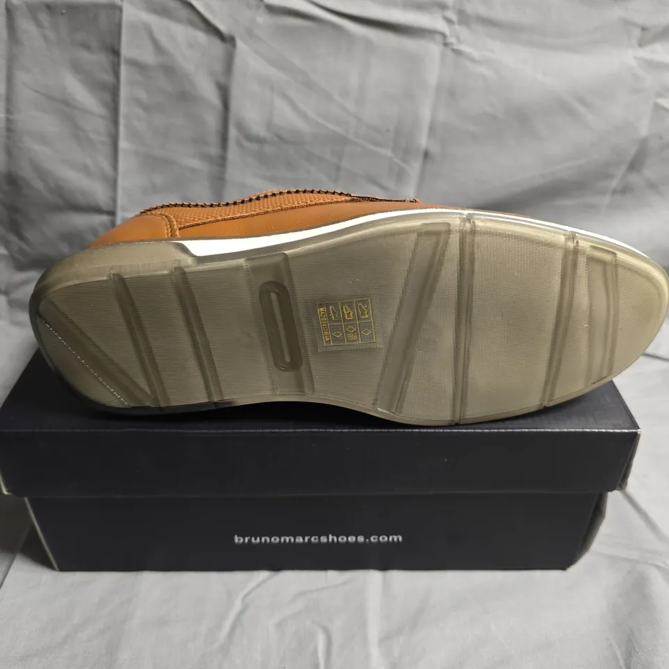 BOXED PAIR OF BRUNO MARC BROWN LEATHER SHOES - UK SIZE 2