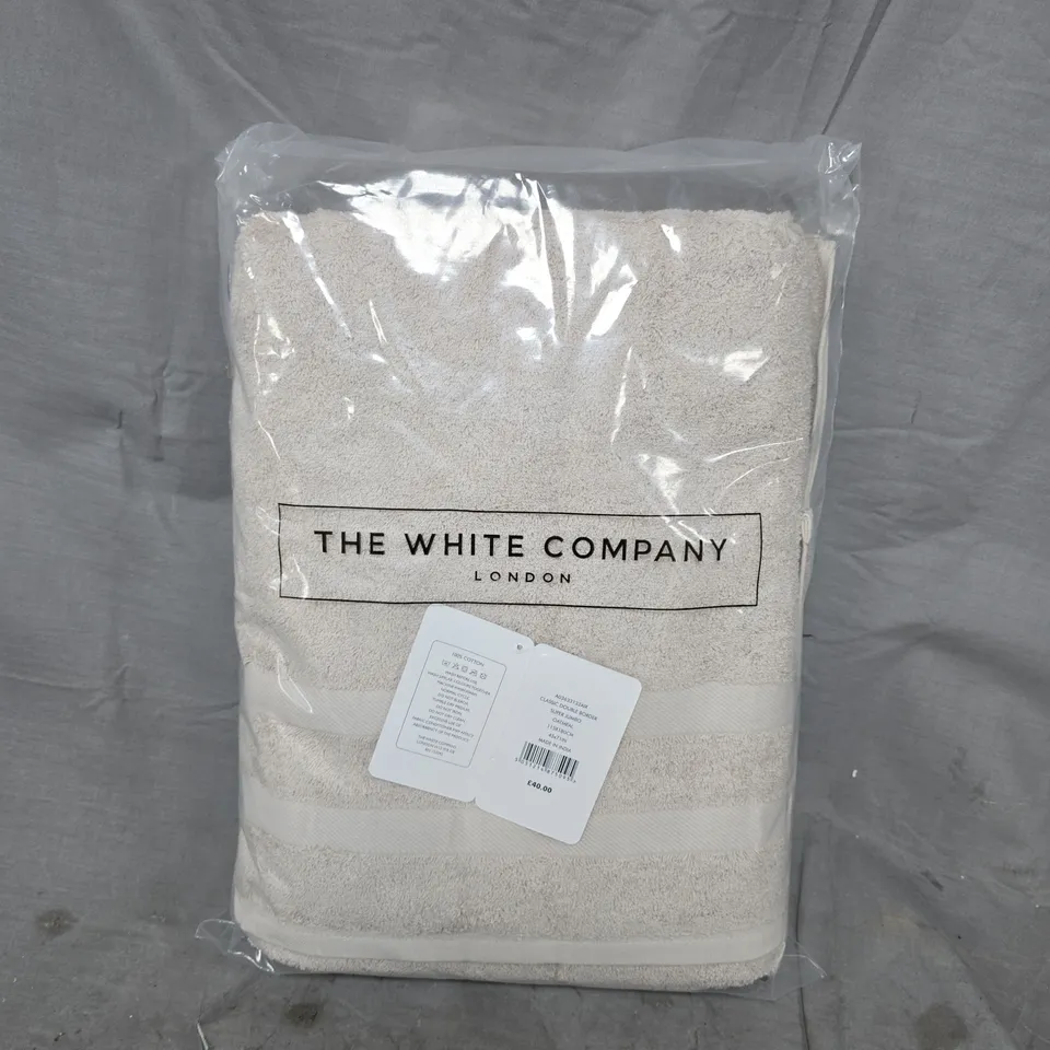 BAGGED THE WHITE COMPANY CLASSIC DOUBLE BORDER SUPER JUMBO TOWEL IN OATMEAL (115X180CM)