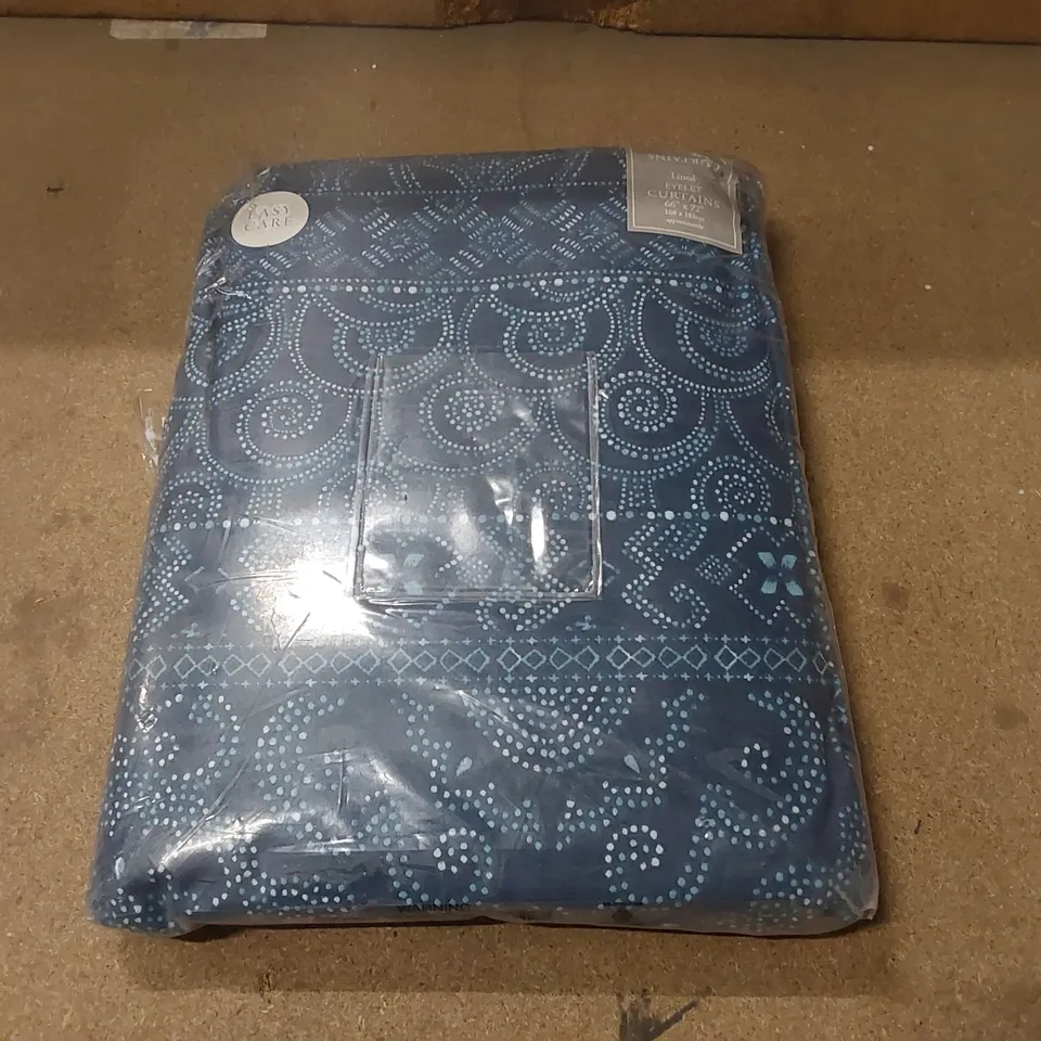 BAGGED ROHINI POLYCOTTON EYELET ROOM DARKENING CURTAINS - 168 x 183cm