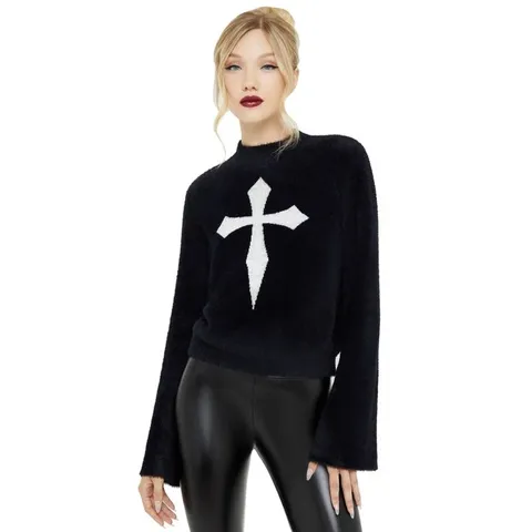 BRAND NEW BAGGED KILLSTAR - DEAD ROMANTIC - BLACK/WHITE WOMEN'S SWEATER SIZE M