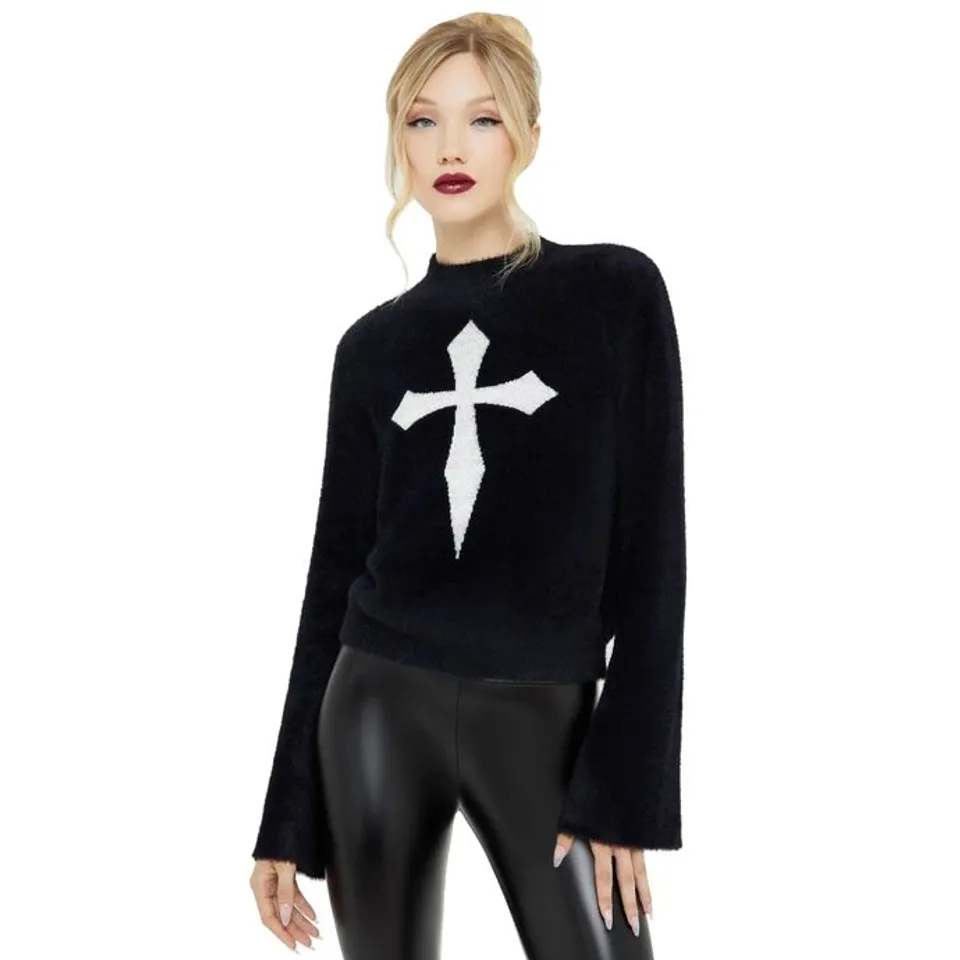 BRAND NEW BAGGED KILLSTAR - DEAD ROMANTIC - BLACK/WHITE WOMEN'S SWEATER SIZE M