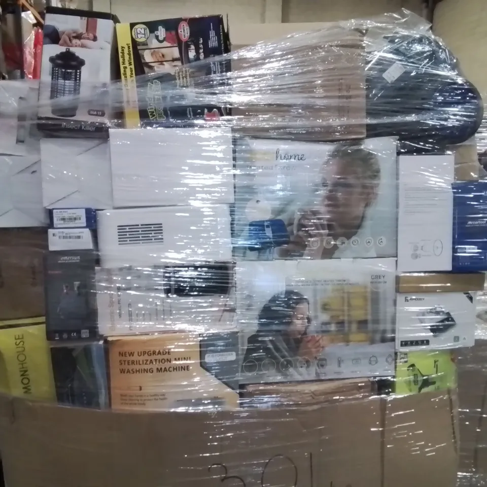 PALLET OF ASSORTED ELECTRICAL ITEMS TO INCLUDE;DESKTOP HEATER,TOWER FAN,MASSAGER 