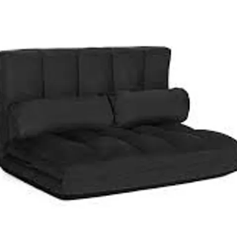 BOXED COSTWAY 2 IN 1 FOLDING FLOOR LAZY SOFA BED WITH 6 ADJUSTABLE SEAT POSITIONS AND 2 PILLOWS-BLACK