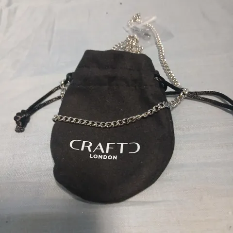 CRAFTD LONDON NECKLACE – SILVER-TONE CHAIN, WITH BLACK POUCH