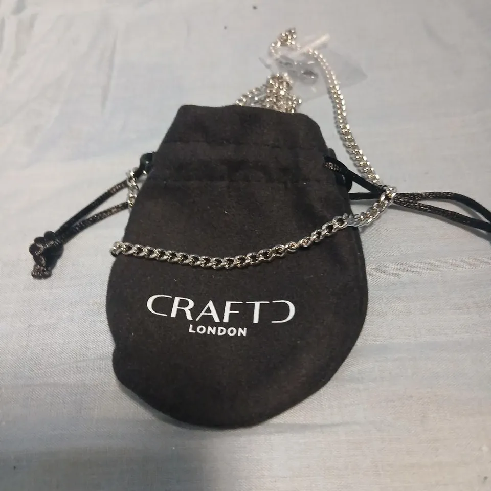 CRAFTD LONDON NECKLACE – SILVER-TONE CHAIN, WITH BLACK POUCH
