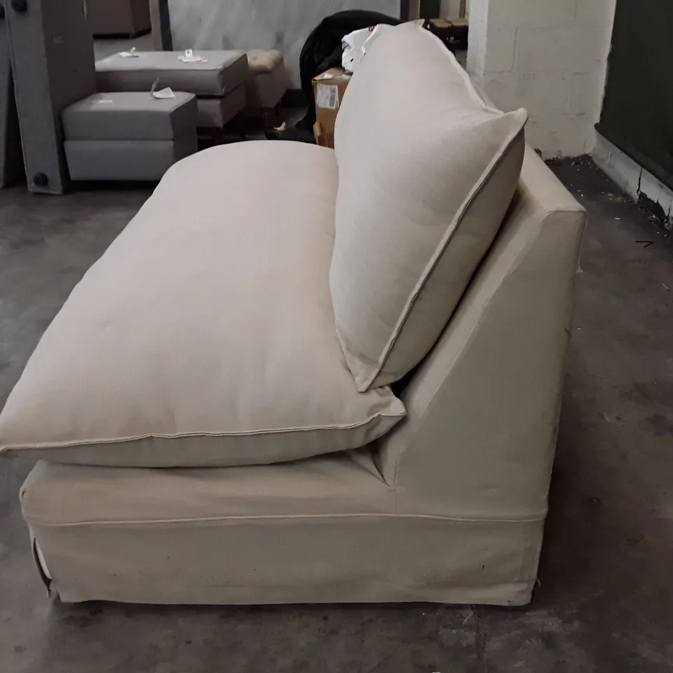 QUALITY DESIGNER 2 SEATER ARMLESS SOFA - BEIGE FABRIC  