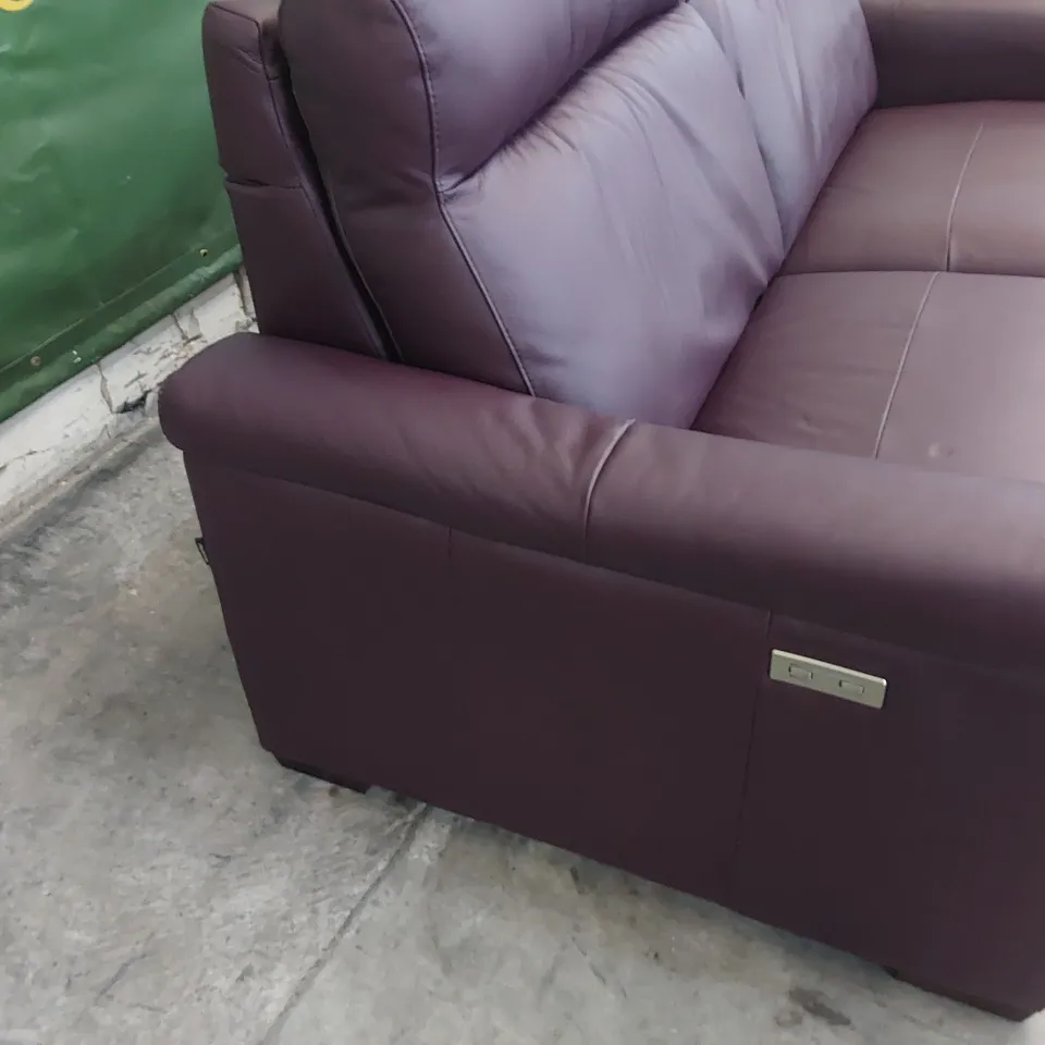 QUALITY ITALIAN DESIGNER ADRIANO POWER RECLINING THREE SEATER SOFA BURGUNDY LEATHER 