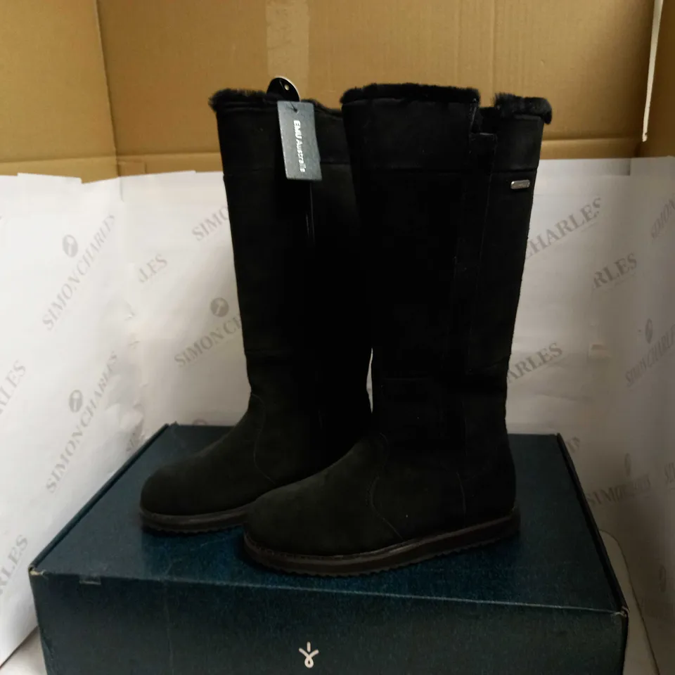 EMU AUSTRALIA MOONTA WATERPROOF KNEE LEATHER BOOTS BLACK UK SIZE 4