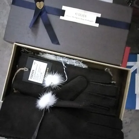 BOXED DESIGNER YISEVEN WOMAN'S SHEEPSKIN LEATHER GLOVES - SIZE: M