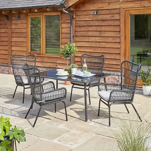 BRAND NEW BOXED ARIZONA 5-PIECE RECTANGULAR OUTDOOR DINING SET - BLACK (2 BOXES)